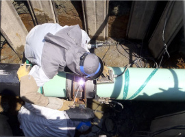 ガス導管　鋼管300mm 溶接工事